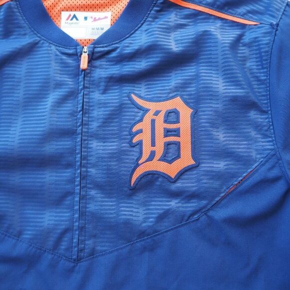 Majestic Detroit Tigers MLB Baseball Cool Base Half Zip Pullover Jacket Men's M - Picture 6 of 12